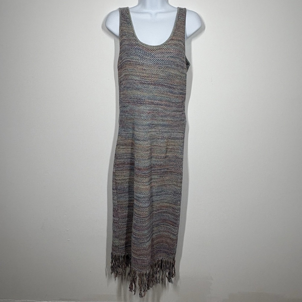 Future Collective x Alani Noelle Midi Fringe Dress‎ Size S Beach Coverup Rainbow